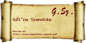 Güns Szendike névjegykártya